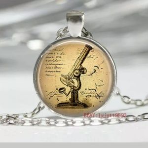 Vintage Microscope Silver and Glass Necklace